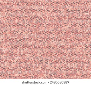 Fondo geométrico de Formas de mosaico Abstractas. Patrón de mosaico de hexágonos redondeados en negrita con celdas sólidas internas. Tonos de color rojo. Pequeñas Formas hexagonales. Patrón de mosaico. Ilustración vectorial sin costuras.