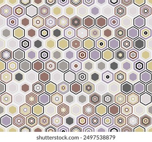 Abstract mosaic shapes geometric background. Geometric elements of varied style and color. Hexagon pattern. Tileable pattern. Seamless background. Creative vector illustration.