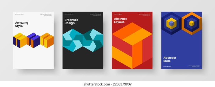Abstract mosaic shapes pamphlet layout composition. Premium cover A4 vector design illustration set.
