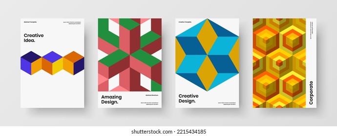 Resumen de la composición de la plantilla de rótulo de formas mosaicas. Presentación intensa colección de concepto de vector de diseño A4.