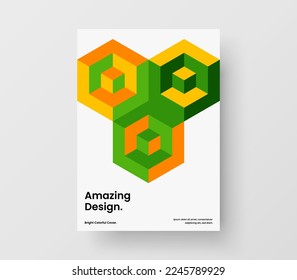 Abstract mosaic shapes presentation layout. Simple company brochure A4 design vector concept.