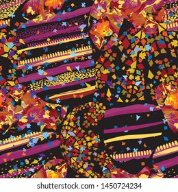 Hoja de mosaico abstracta con un patrón de puntos sin fisuras. Colas caóticas telas de fondo de cerámica texturada