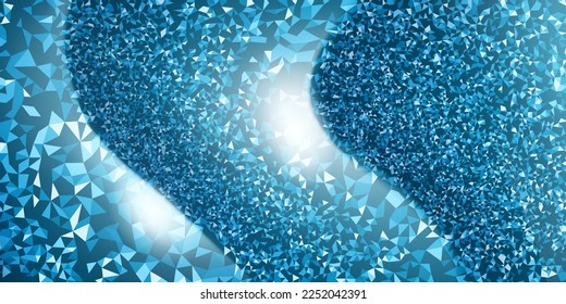 Abstraktes Mosaik-glänzender Hintergrund kleiner, funkelnder Dreiecke und Glasseisen in blauen Farben