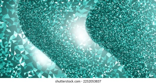 Abstract mosaic shiny background of small sparkling triangles and glares in light blue colors