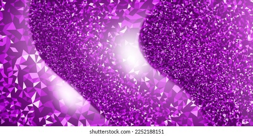 Abstract mosaic shiny background of small sparkling triangles and glares in purple colors