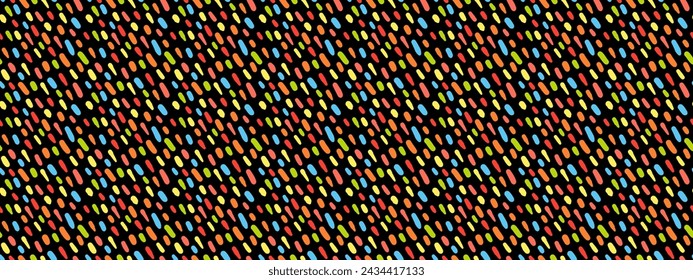 Abstract mosaic small slash dash colored seamless pattern. Vector geometric rain texture backdrop illustration.