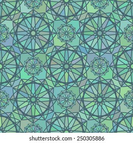 Abstract mosaic spirograph pattern. Vector seamless texture