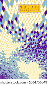 Abstract mosaic square tiles art illustration, vector artistic design background with copy space for text and title. Usable for brochure, magazine, ad, banner, poster.