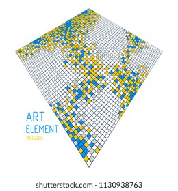 Abstract mosaic square tiles art illustration, vector artistic design background with copy space for text and title. Usable for brochure, magazine, ad, banner, poster.