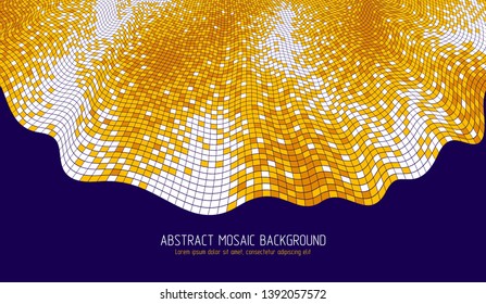 Abstract mosaic square tiles art illustration, vector artistic design background with copy space for text and title. Usable for brochure, magazine, ad, banner, poster.