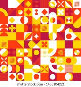 Abstract mosaic style color background. Vintage geometric vector pattern