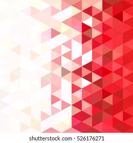 Abstract mosaic triangular background of triangle and rhombus. Red and white geometric vector design.