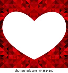 Abstract mosaic triangular background of triangle and rhombus. Bright Geometric vector design. Creative Card on Valentine day.