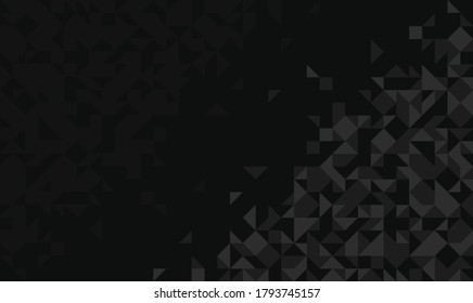 Abstract mosaic vector background black and gray monochrome illustration, geometric tiles backdrop abstraction, blank template for ads and presentations.