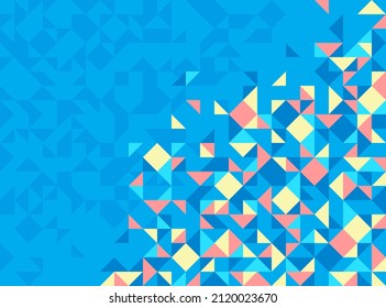 Abstract mosaic vector background blue illustration, geometric tiles backdrop abstraction, blank template for ads and presentations.
