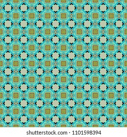 Abstract mosaic vector background. Sketch in blue, brown and green colors. Design elements. Geometric seamless pattern.