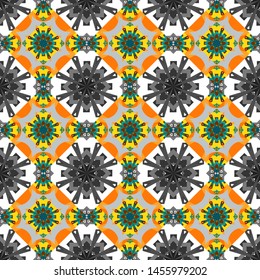Abstract mosaic vector background. Sketch in yellow, brown and gray colors. Design elements. Geometric seamless pattern.