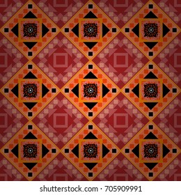Abstract mosaic vector background. Sketch in orange, brown and red colors. Geometric seamless pattern. Design elements.