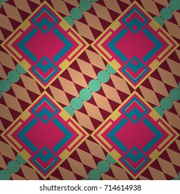 Abstract mosaic vector background. Sketch in beige, red and pink colors. Geometric seamless pattern. Design elements.