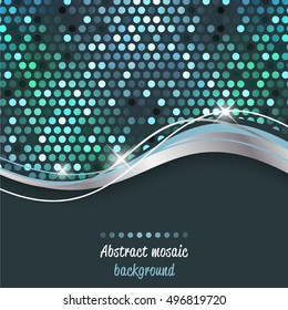 Abstract mosaic vector background with wave. Design with place for your content or creative editing.