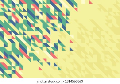 Abstract mosaic vector background yellow and green illustration, geometric tiles backdrop abstraction, blank template for ads and presentations.
