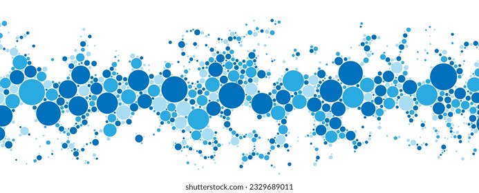 Resumen del marco de fondo azul vectorial del mosaico. Textura de puntos entrelazados, bolas, círculos. Patrón de hipnosis caótica. Afiche para presentaciones, tecnología, negocios, medicina, salvapantallas de computadora