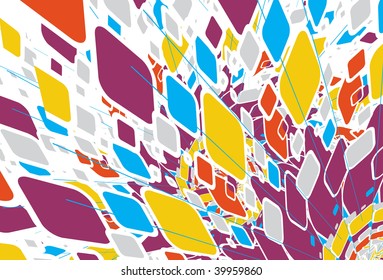 abstract mosaic vector composition with wave line background, vector illustration
