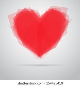 Abstract mosaic vector red heart.