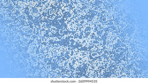 An abstract mosaic-style pattern. Square tiles create a digital texture effect with a gradient transition to the center. Shades of blue predominate, creating a sense of technology and depth.