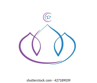 Abstract Mosque Logo Symbol - Beautiful Flower Silhouette Dome