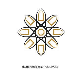 Abstract Mosque Logo Symbol - Black Islamic Door