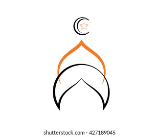 Abstract Mosque Logo Symbol - Orange Silhouette Dome