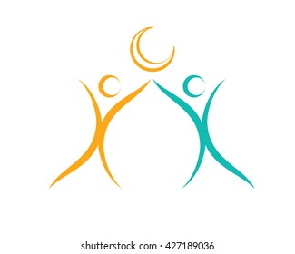 Abstract Mosque Logo Symbol - People Silhouette Dome