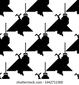Abstract moth, lamp seamless pattern in black and white colors. Vector illustration for fashion fabric, poster, cover, interior decor, all over print