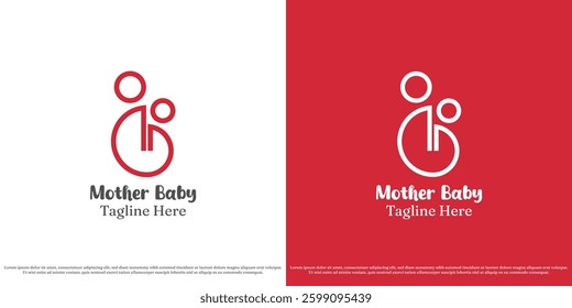 Abstract mother baby logo design illustration vector. Mother child silhouette people hope dream trust feeling embrace affection. Abstract minimal simple icon symbol.