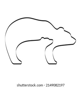 abstract mother bear with cub 
