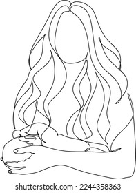 Abstract mother with a child in continuous one line drawing art style. Mother`s Day card. Woman hugging her baby. Happy motherhood concept. Modern vector illustration