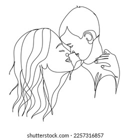 Abstract mother with a child in continuous one line drawing art style. Mother`s Day card. Woman hugging her baby. Happy motherhood concept. Modern vector illustration