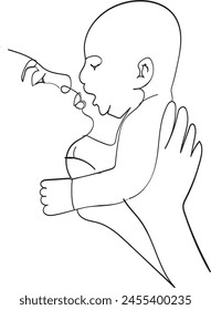 Abstract mother and a child in continuous one line drawing art style. Happy Mother`s Day. Happy motherhood concept. Modern vector illustration