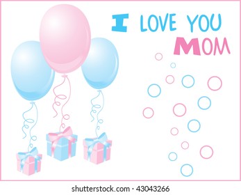 abstract mother day background with balloons and gift