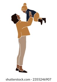 Abstract mother holding a baby illustration. Vector illustration.