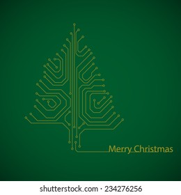Abstract motherboard technology Christmas tree. Vector illustration.