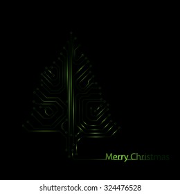 Abstract motherboard technology Christmas tree. Vector illustration.