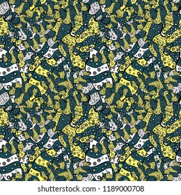 Abstract motif background. Ultrafashionable fabric pattern. Vector illustration.