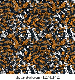 Abstract motif background. Vector illustration. Seamless pattern. Ultrafashionable fabric pattern.
