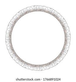 abstract motif frame round, border with retro or vintage style, delimiter with white isolated background.