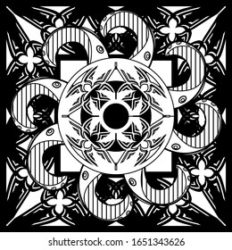 Abstract Motif With Gothic Tracery And Tentacles