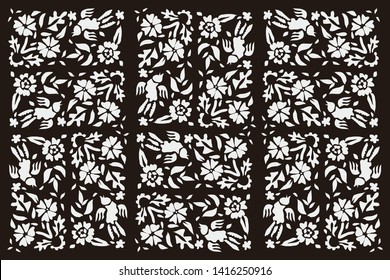 Abstract motifs on batik designs with various compositions in  curls and plant type with interesting color and ornament variations 
