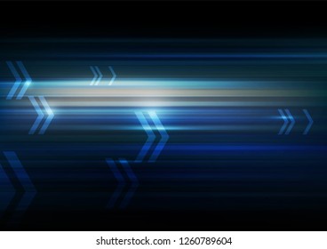Abstract motion with arrows dark blue Background, Vector Illustration