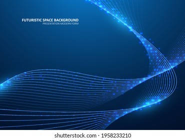 Abstract motion background. Futuristic blue wavy lines. Graphic concept for your design